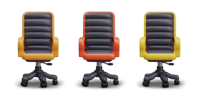 Vector set of modern armchairs with adjustable height office boss chair