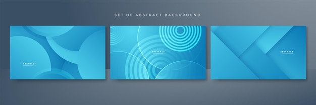 Set of modern blue abstract background with corporate concept and modern trendy fresh color for presentation design flyer social media cover web banner tech banner business and webinar