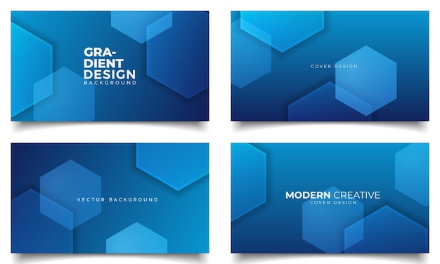 Vector set of modern blue hexagon creative design background for business cardbanner template design