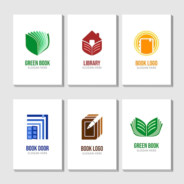 Set of modern book and library logo template vector illustration