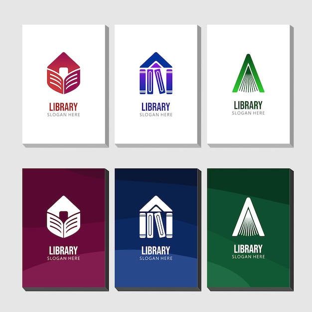 Set of modern book and library logo template vector illustration