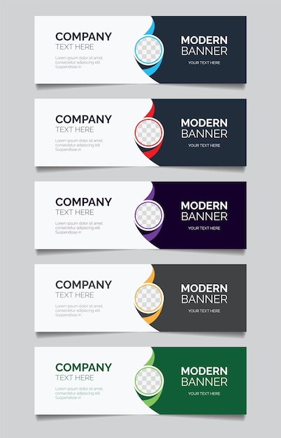 Vector set of modern business banners with curvy shape