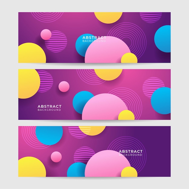 Set of modern colorful geometrical abstract banner background Business or technology presentation design template brochure or flyer pattern or geometric web banner