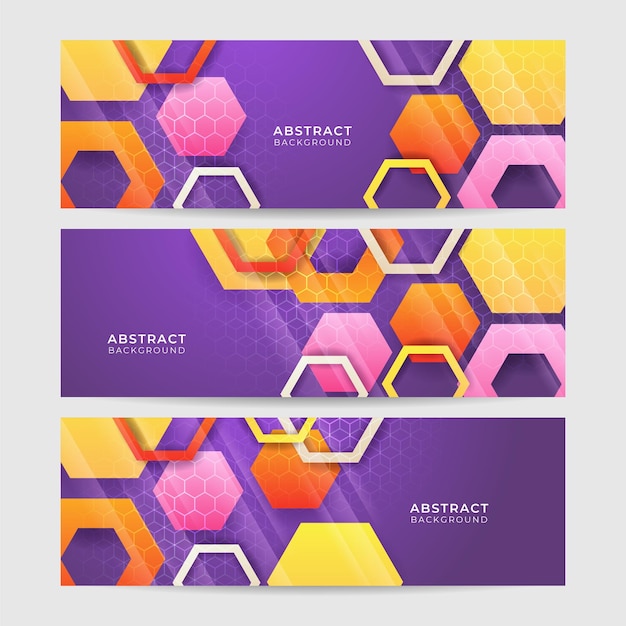 Set of modern colorful geometrical abstract banner background Business or technology presentation design template brochure or flyer pattern or geometric web banner