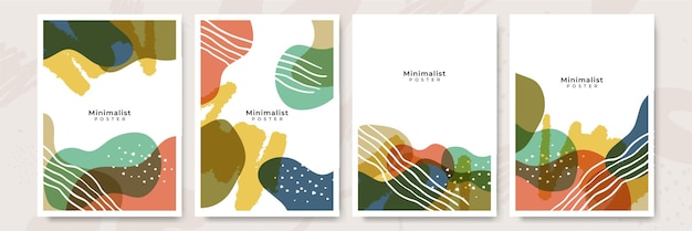 Set of modern colorful vector collages with hand drawn organic shapes and textures Trendy contemporary design perfect for prints flyers banners brochure invitations branding design covers