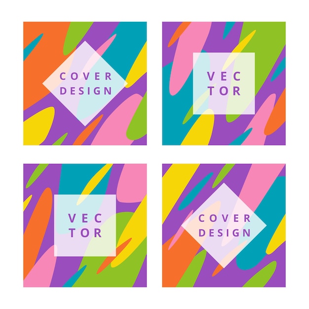 Set of modern design template with abstract fluid shapes in bright colors