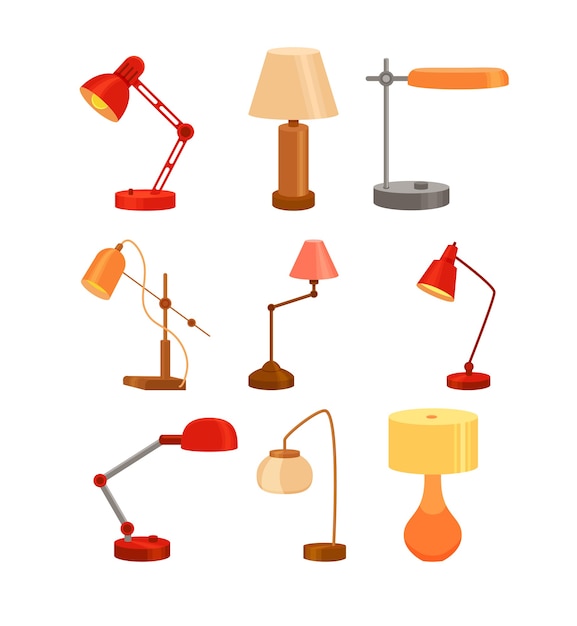 Set of modern desk lamps