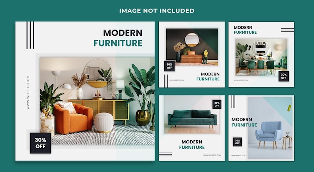 Set of Modern furniture sale social media post banner template