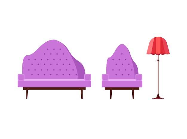 A set of modern furniture in various styles and options bright modern sofas Vector illustration