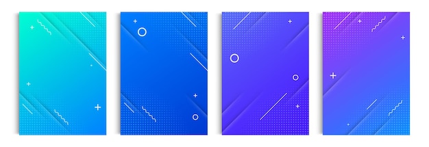 set of modern geometric background with dynamic shapes composition