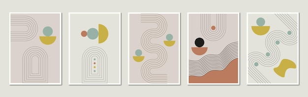 Set of modern hand painted geometric illustration