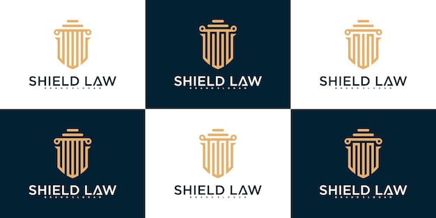 Set of modern law shield concept logo design Premium Vector