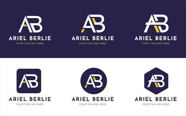 Set of modern letter A and B monogram logo with geometric shape