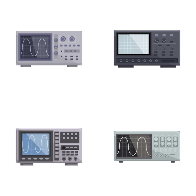 Vector set of modern oscilloscopes on white background