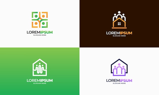 Set of Modern Outline Property Community logo designs concept vector, Real Estate Community logo template