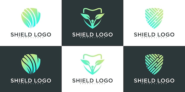 Set of modern shield concept logo design templates Premium Vector