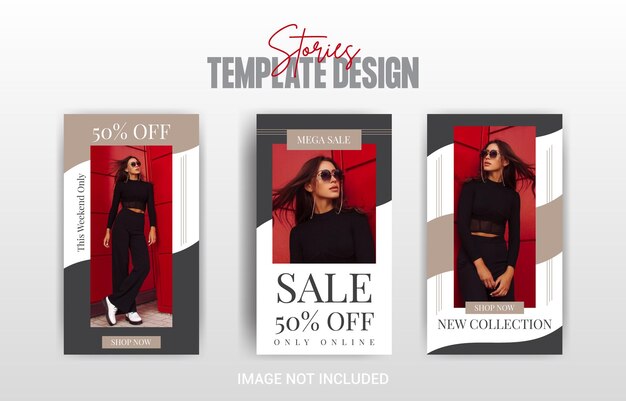 Vector set of modern social media story template fashion story template