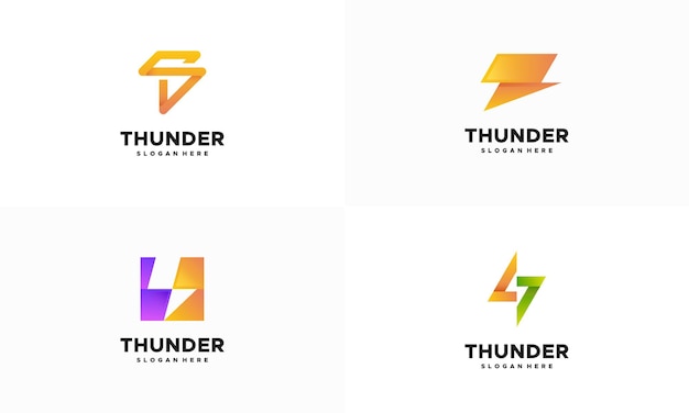 Set of Modern Thunder Lightning logo designs concept vector, Electricity logo template symbol icon