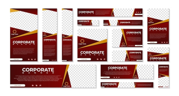 Set of modern web banners of standard size with a place for photos Set banners template EPS 10 Vector illustration