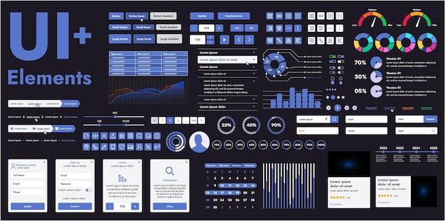 A set of modern web interface elements