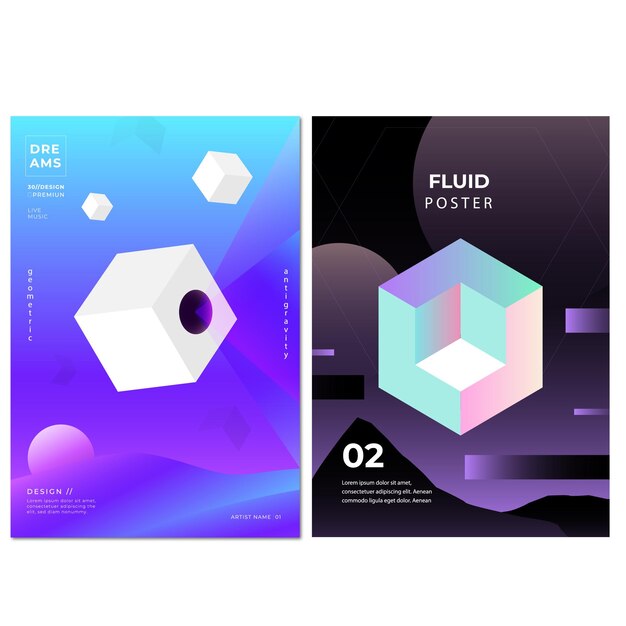 Vector set of modernist abstract geometric vector posters with trendy minimalist isolated shapes