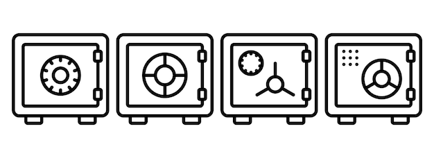 Set of money safe thin line Strongbox line icon Vector illustration