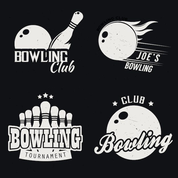 Set of monochrome bowling themed