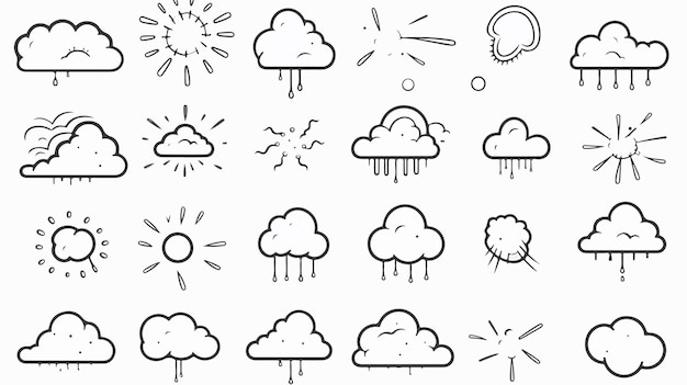 Set of Monochrome Weather Icons