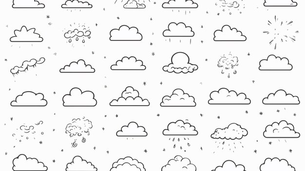 Set of Monochrome Weather Icons