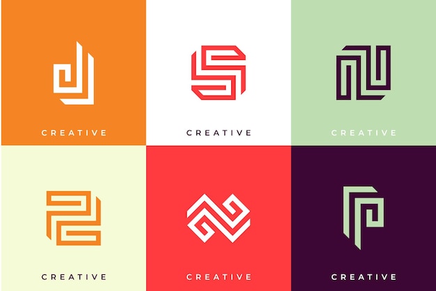 Set of monogram abstract initial logo template suitable for big and luxury companies such as business companies beauty hotels fashion etc