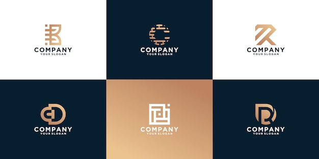 Set of monogram abstract logo design template