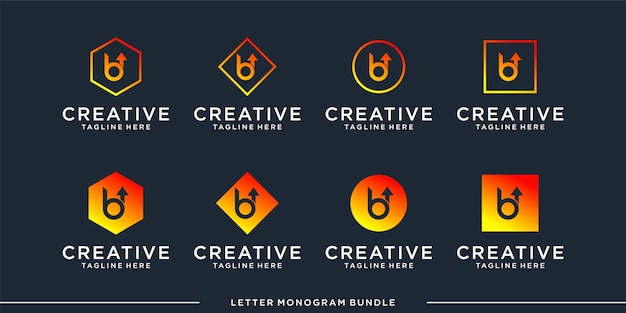 set monogram b logo design template  