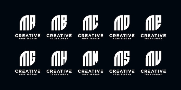 Set of monogram creative letter m and etc logo template. icons for business of luxury, elegant, simple.Print