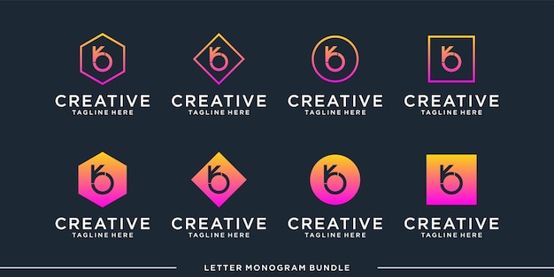 set monogram icon initial b logo design template