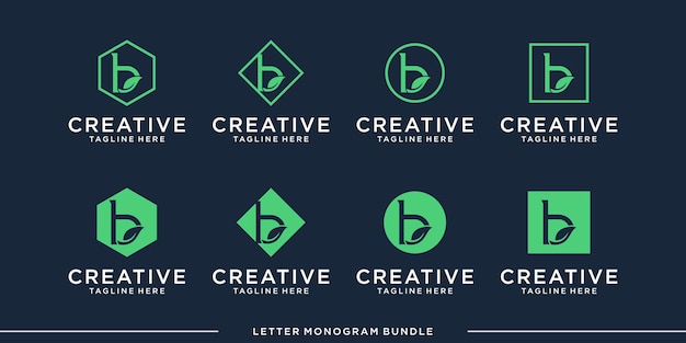 set monogram icon initial B logo design template