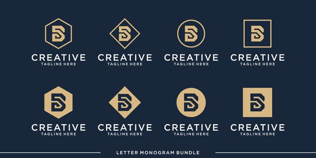 set monogram icon initial B logo design template