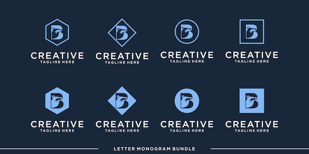 set monogram icon initial B logo design template