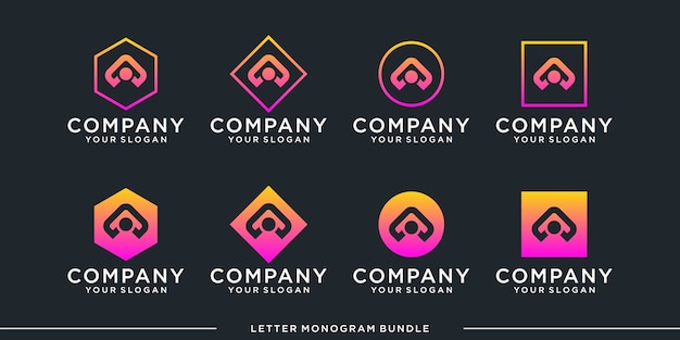 set monogram icon initial a logo design template