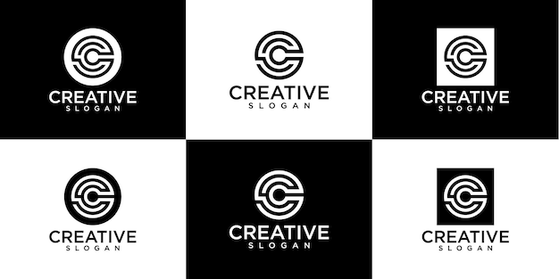 set of monogram letter c logo design