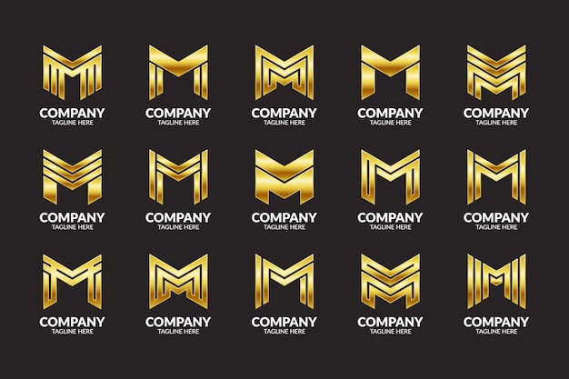 Set of Monogram Letter M Logo Design Template