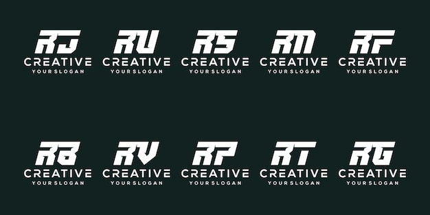 set monogram letter r logo design