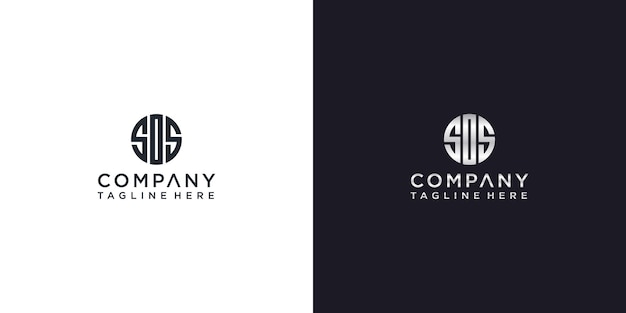 Set of monogram silver circle logo design