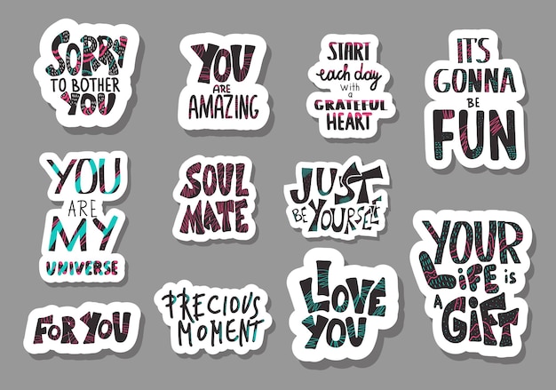 Vector set of motivational quotes isolated vector text