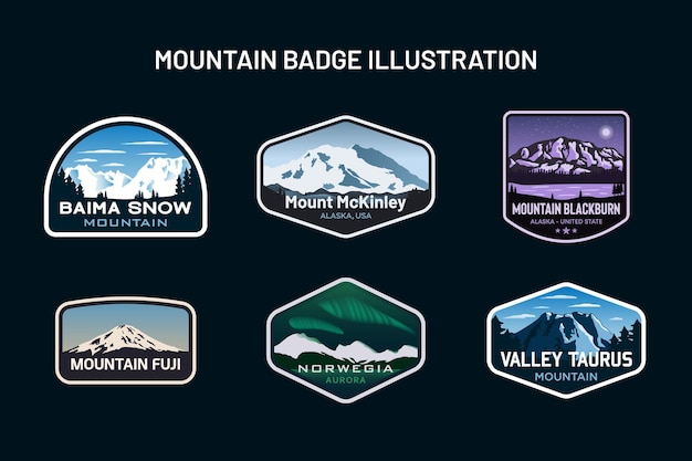 Set of mountain badge logo emblem illustration