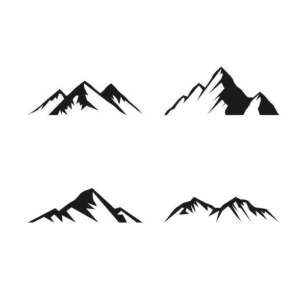 Set of Mountain Hill Peaks Logo Design Vector Illustration