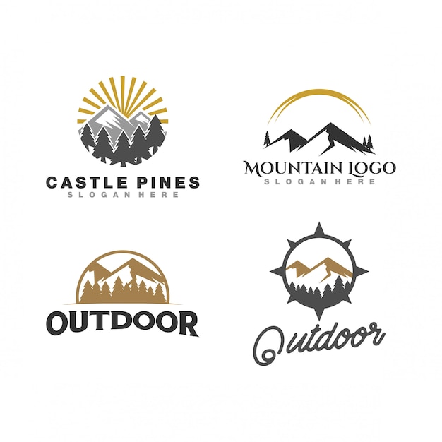 set of mountain logo