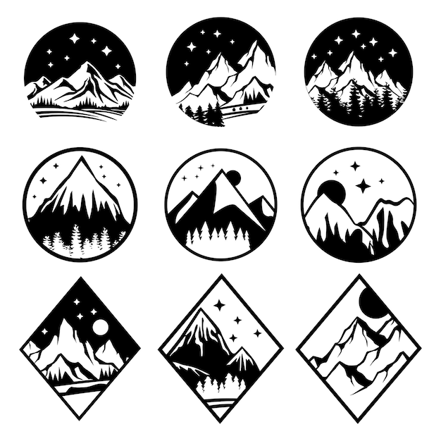 Set of the mountain silhouette, vector