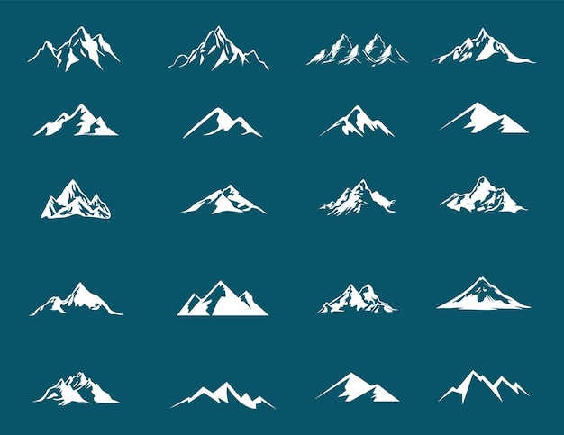 set of mountains mountain silhouette set of rocky mountain silhouette mountains icons set