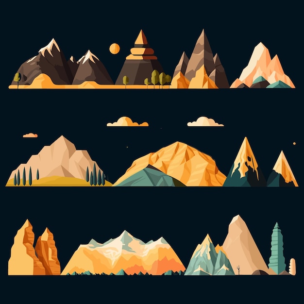 A set of mountains with a mountain in the background