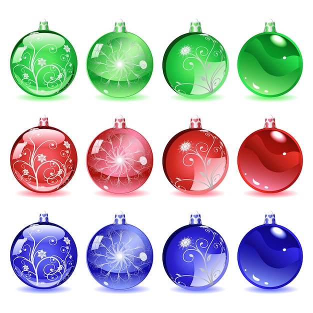 Set of multicolored Christmas balls